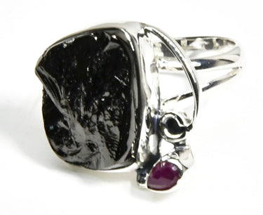 Ruby Shungite ring Sterling silver