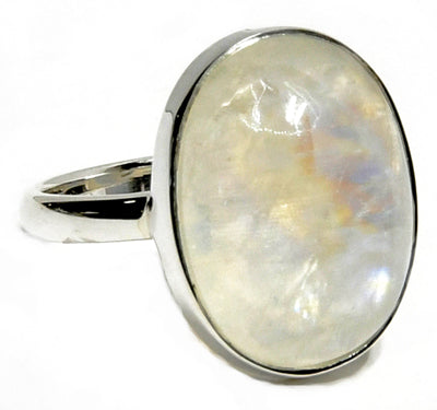 Rainbow Moonstone ring Sterling Silver size 6