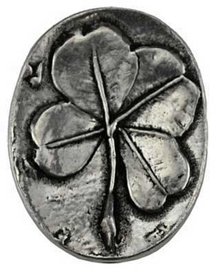 Wolf Moon Azure jewerly clover pocket stone carved metal four leaf clover talisman rustic silver finish