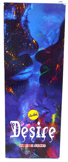 Desire Sree Vani incense sticks box featuring vibrant artwork and a romantic design