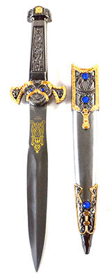 Wolf Moon Azure Nile ceremonial sword for altar ornate gold and blue jeweled dagger with engraved sheath