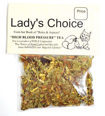 Lady's Choice High Blood Pressure Tea Herbal Blend in a Clear Package for Health Support