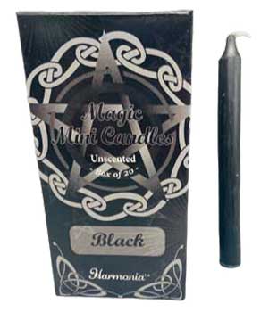 Wolf Moon Azure chime spell candles 20 pack in black, perfect for rituals and spell work