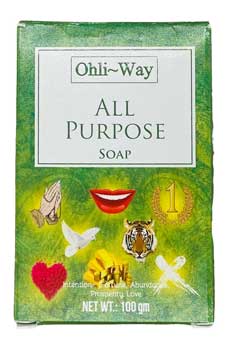 Ohli-Way All Purpose Soap in Green Box Featuring Colorful Symbols for Versatile Use