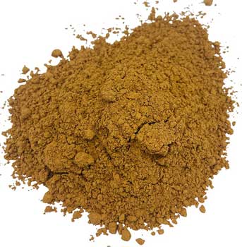 Organic maca root powder from Wolf Moon Azure in a fine brown texture for smoothies and baking