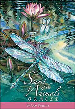 Spirit of the Animals oracle deck by Jody Bergsma featuring a colorful dragonfly and water lilies