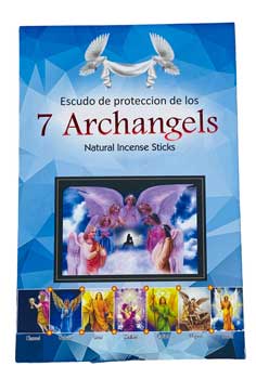7 Archangels incense sticks set in packaging featuring angelic artwork and vibrant colors