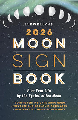 Wolf Moon Azure cover art for 2026 Moon Sign Book showing moon phases over a starry sky