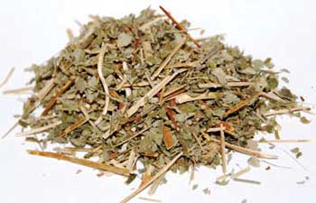 Agrimony cut herb for rituals by Wolf Moon Azure, a blend of dried green and brown plant materials.