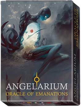 Angelarium Oracle of Emanations deck featuring artistic guardian figure in a mystical design