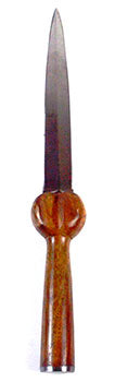 Wolf Moon Azure wood handle athame for rituals with polished wooden grip and tapered metal blade