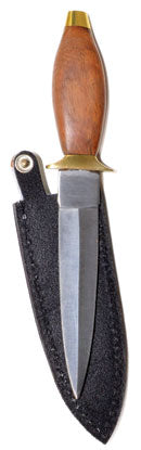 wolf moon azure wood handle athame for sale double edged dagger with polished wooden handle brass guard and black leather sheath