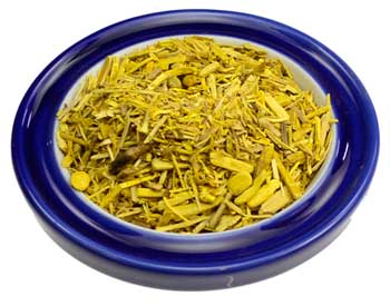 Wildcrafted barberry root bark in a blue dish, perfect for herbal remedies and natural health solutions