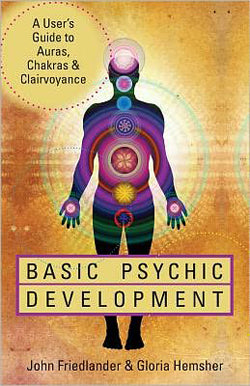 Basic Psychic Development book cover by John Friedlander and Gloria Hemsher, exploring auras and chakras