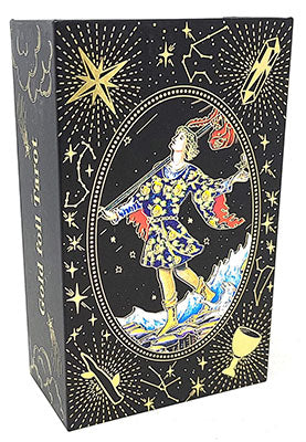 Wolfmoon store black rider-waite tarot deck book with detailed star and tarot card designs on the cover