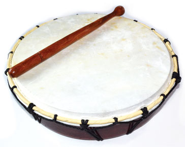 12 inch ceremonial drum from Wolf Moon Azure with a smooth surface and wooden mallet for sound healing