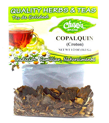 Copalquin tea herbal blend from Wolf Moon Azure in a clear package with dried herbs