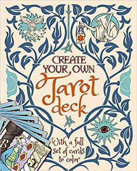 Create your own tarot deck kit book with full set of cards to color and mystic illustrations