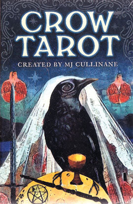 Crow Tarot Deck by MJ Cullinane featuring a black crow and mystical symbols on the card cover