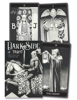 Dark Side of Tarot deck featuring black and white illustrated tarot cards from Wolfmoon.store