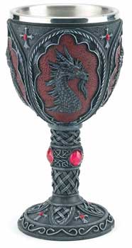 Intricate dragon chalice goblet featuring a detailed dragon design and jeweled accents