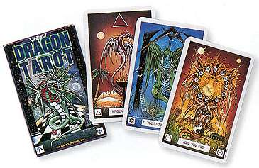 Dragon Tarot deck book with detailed dragon-themed tarot cards showing various mystical designs