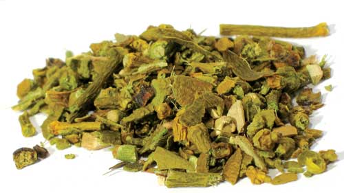 Dried mistletoe herb 2oz in a pile, showcasing vibrant green and brown plant fragments