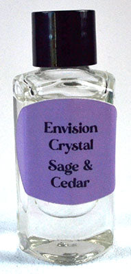 Wolf Moon Azure Envision Crystal Sage and Cedar Oil for rituals in a clear glass bottle