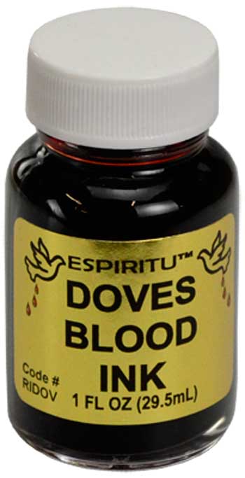 Dove's Blood ink for rituals in a 1-ounce bottle with a secure lid for easy use
