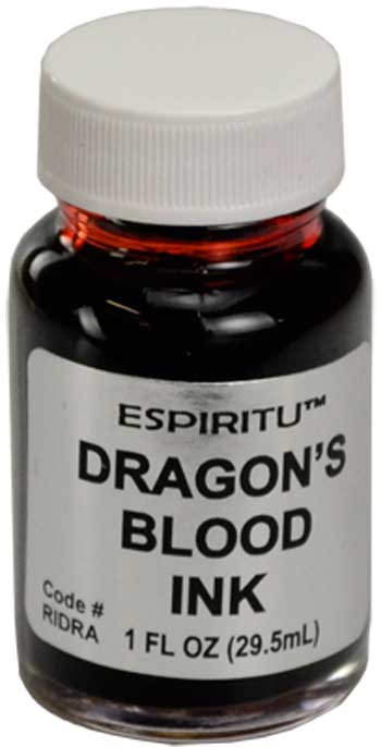 Espirito Dragon's Blood ink for rituals in 1 fl oz bottle with a dark red color