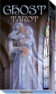 Ghost Tarot deck by Davide Corsi featuring a ghostly couple in an ethereal setting on the box cover