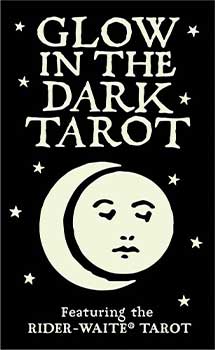 Glow in the dark tarot cards book featuring the Rider-Waite Tarot with moon and stars design