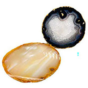 Wolf Moon Azure agate altar tile two polished agate slices in black and amber for altar decor