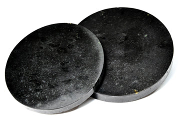 Wolf Moon Azure black tourmaline altar tile set of two round grounding stones for spiritual protection