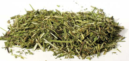 Cut skullcap herb 1oz from Wolf Moon Azure, featuring dried green herbs for herbal remedies