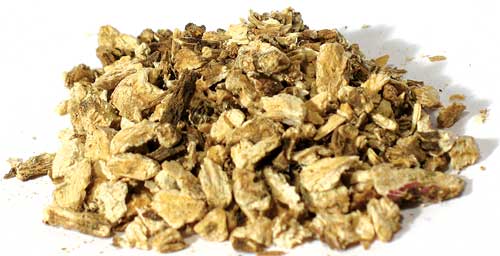 Angelica root cut 2oz from Wolf Moon Azure with a natural, earthy appearance, perfect for herbal remedies.