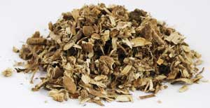 Wolf Moon Azure marshmallow root cut 2oz in a heap, displaying its earthy texture and color.