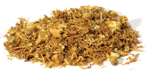 Dried feverfew herb cut 2oz from Wolf Moon Azure with a blend of fine, cut leaves and flowers
