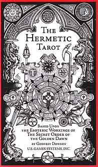 The Hermetic Tarot deck for sale black and white book cover with esoteric symbols and intricate designs