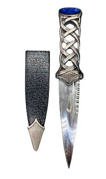 Wolf Moon Azure Scottish athame for ritual with Celtic knot silver handle blue stone pommel and leather sheath