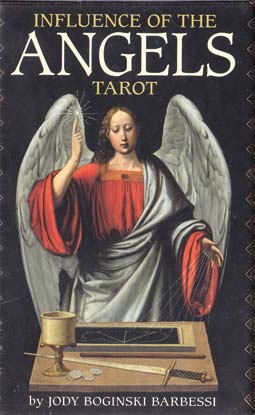 Influence of the Angels tarot deck book cover featuring angel illustration by Jody Boginski Barbessi