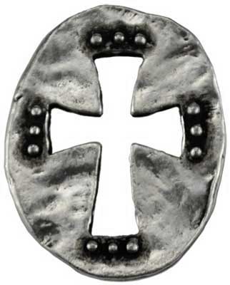 wolf moon azure rustic silver oval pendant with cutout cross and stud details cross pocket stone jewelry