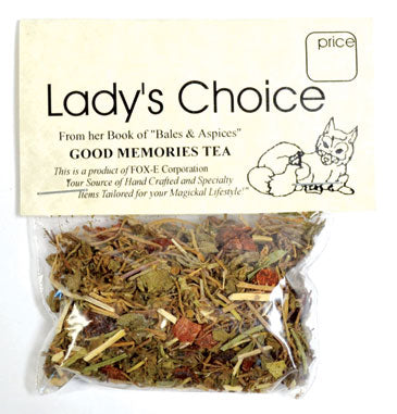 Good memory tea blend from Wolf Moon Azure in a clear package with herbal ingredients