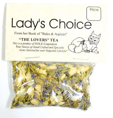 Lady's Choice Lover's tea blend for couples in a sealed package with floral ingredients
