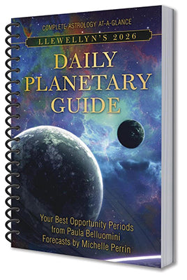 2026 Daily Planetary Guide paperback spiral bound astrology book cover with planets and cosmic artwork