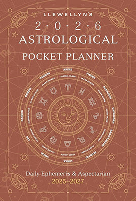 Wolf Moon Azure book cover showing 2026 astrological pocket planner with zodiac wheel sun face and daily ephemeris