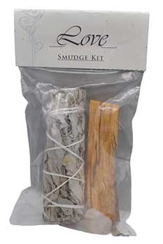 Wolf Moon Azure Love Manifestation Smudge Kit including sage and palo santo for spiritual cleansing