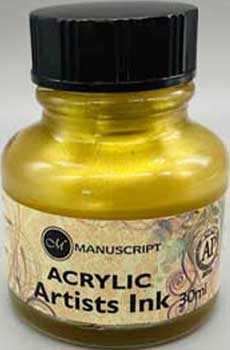 Wolf Moon Azure Gold Acrylic Ink for Art in a 30ml jar for vibrant painting and crafting