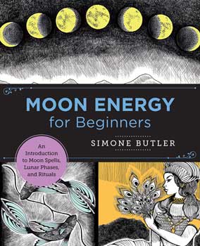 Moon Energy Book for Beginners by Simone Butler featuring moon phases and lunar rituals