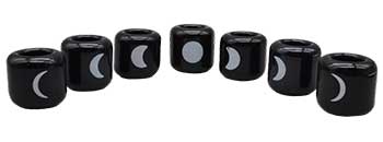 Moon phase ceramic candle holder set in black featuring different lunar phases for a decorative touch